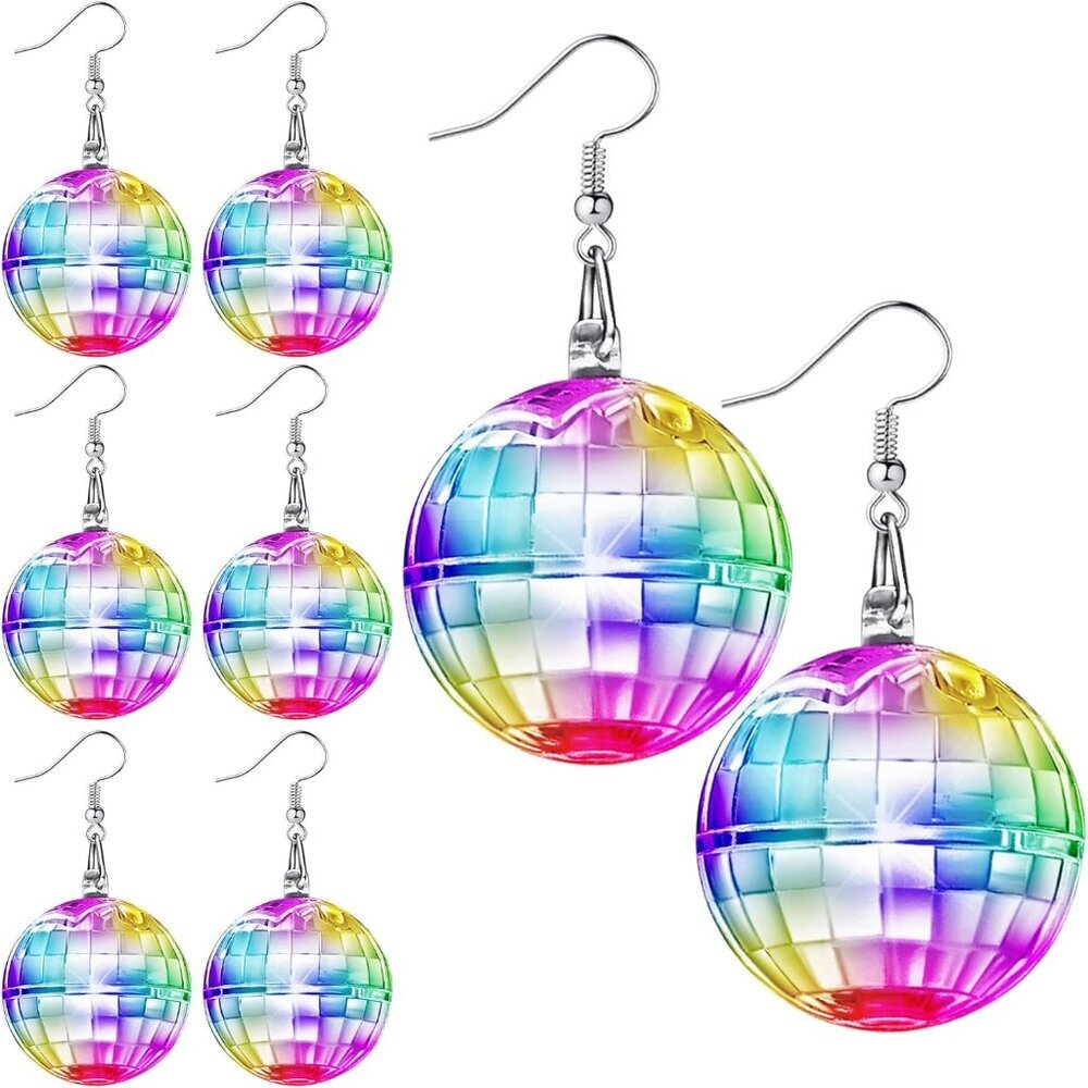 4 Pairs Light up Disco Ball Earrings LED 60s 70s Light Earrings for Women Girls